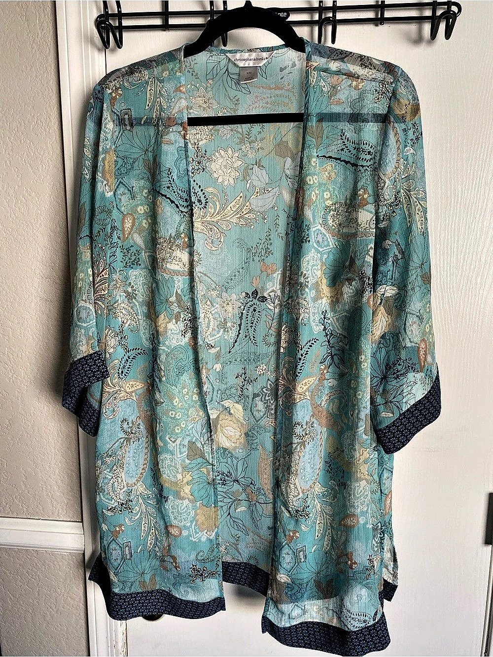 Christopher Banks Paisley Floral Kimono Cardigan Sheer Chiffon Top Womens S M